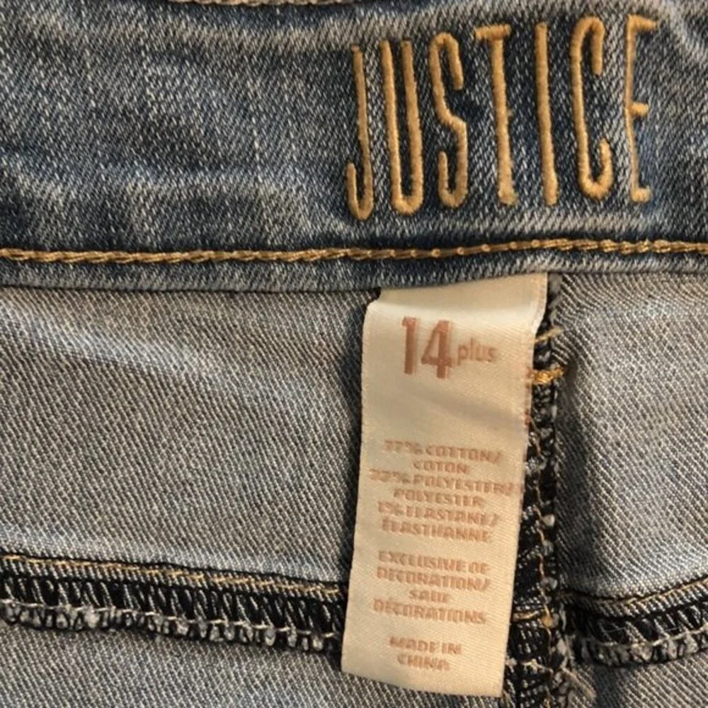 Justice jean shorts distressed and bedazzled size 14plus